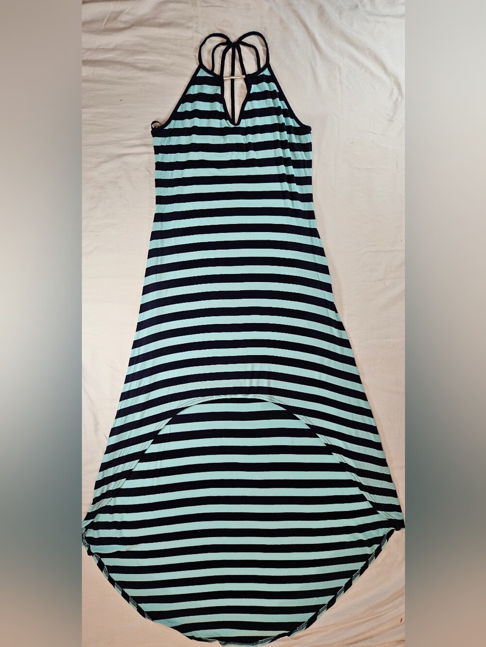G By Guess Womens Blue Striped Sleeveless Strappy High Low Maxi Dress Size Med